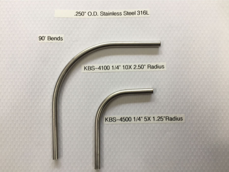 Photo of sample bends with 4100 and 4500